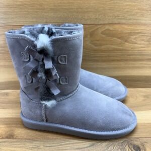 Koolaburra By UGG Victoria Mini Big Girls Youth Size 5 Gray Suede Leopard Lining
